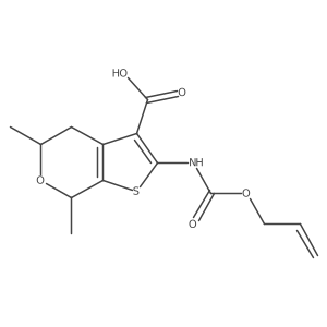 5,7-dimethyl-2-{[(prop-2-en-1-yloxy)carbonyl]amino}-4H,5H,7H-thieno[2,3-c]pyran-3-carboxylic acid结构式