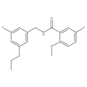 N-[(3-ethoxy-5-fluorophenyl)methyl]-5-fluoro-2-methoxybenzamide结构式