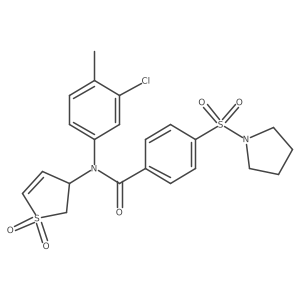 N-(3-chloro-4-methyl-phenyl)-N-(1,1-dioxo-2,3-dihydrothiophen-3-yl)-4-pyrrolidin-1-ylsulfonyl-benzamide结构式