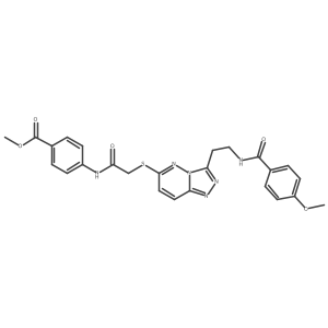 Methyl 4-(2-((3-(2-(4-methoxybenzamido)ethyl)-[1,2,4]triazolo[4,3-b]pyridazin-6-yl)thio)acetamido)benzoate结构式
