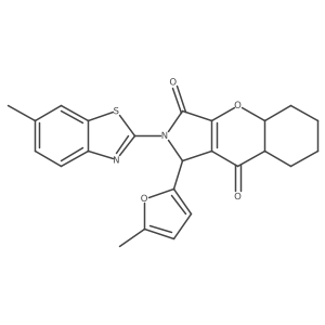 2-(6-methyl-1,3-benzothiazol-2-yl)-1-(5-methylfuran-2-yl)-4a,5,6,7,8,8a-hexahydro-1H-chromeno[2,3-c]pyrrole-3,9-dione Structure