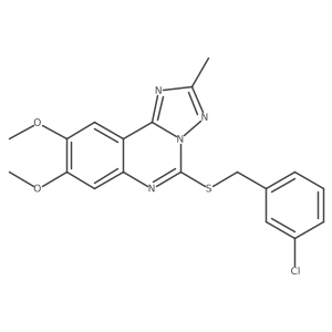 5-{[(3-Chlorophenyl)methyl]sulfanyl}-8,9-dimethoxy-2-methyl-[1,2,4]triazolo[1,5-C]quinazoline结构式