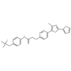 2-((6-(4-methyl-2-(thiophen-2-yl)thiazol-5-yl)pyridazin-3-yl)thio)-N-(4-(trifluoromethoxy)phenyl)acetamide结构式