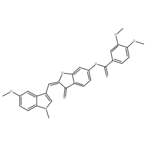 (2E)-2-[(5-methoxy-1-methyl-1H-indol-3-yl)methylidene]-3-oxo-2,3-dihydro-1-benzofuran-6-yl 3,4-dimethoxybenzoate Structure