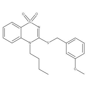 4-butyl-3-((3-methoxybenzyl)thio)-4H-benzo[e][1,2,4]thiadiazine 1,1-dioxide结构式