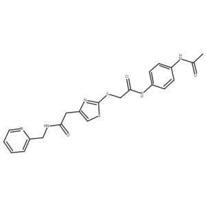 N-(4-acetamidophenyl)-2-((4-(2-oxo-2-((pyridin-2-ylmethyl)amino)ethyl)thiazol-2-yl)thio)acetamide结构式