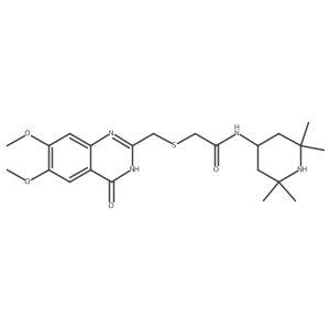 2-{[(4-hydroxy-6,7-dimethoxyquinazolin-2-yl)methyl]sulfanyl}-N-(2,2,6,6-tetramethylpiperidin-4-yl)acetamide结构式