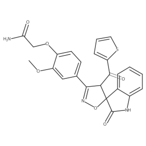 2-[2-methoxy-4-[(3R,4'S)-2-oxo-4'-(thiophene-2-carbonyl)spiro[1H-indole-3,5'-4H-1,2-oxazole]-3'-yl]phenoxy]acetamide结构式