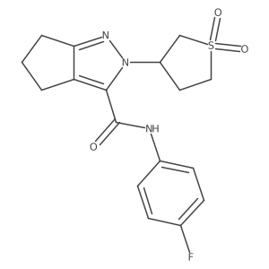 2-(1,1-dioxidotetrahydrothiophen-3-yl)-N-(4-fluorophenyl)-2,4,5,6-tetrahydrocyclopenta[c]pyrazole-3-carboxamide结构式