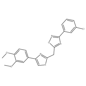 3-(3-Chlorophenyl)-5-((4-(3,4-dimethoxyphenyl)thiazol-2-yl)methyl)-1,2,4-oxadiazole结构式