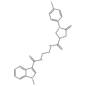 N-[2-({[1-(4-fluorophenyl)-5-oxopyrrolidin-3-yl]carbonyl}amino)ethyl]-1-methyl-1H-indole-3-carboxamide结构式
