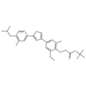 3-{2-Ethyl-4-[5-(5-isobutyl-4-methyl-pyridin-2-yl)-[1,2,4]oxadiazol-3-yl]-6-methyl-phenyl}-propionic acid tert-butyl ester Structure
