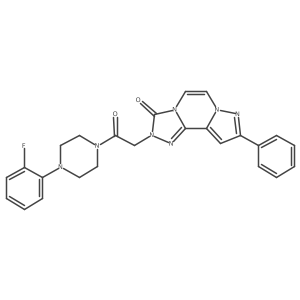 4-[2-[4-(2-Fluorophenyl)piperazin-1-yl]-2-oxoethyl]-11-phenyl-3,4,6,9,10-pentazatricyclo[7.3.0.02,6]dodeca-1(12),2,7,10-tetraen-5-one Structure