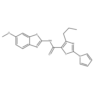 N-[(2E)-6-methoxy-1,3-benzothiazol-2(3H)-ylidene]-4-propyl-2-(1H-pyrrol-1-yl)-1,3-thiazole-5-carboxamide结构式