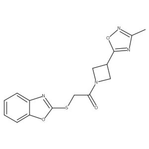 2-(Benzo[d]oxazol-2-ylthio)-1-(3-(3-methyl-1,2,4-oxadiazol-5-yl)azetidin-1-yl)ethanone结构式