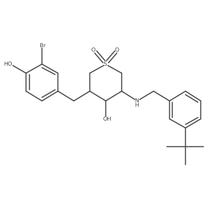 (3S,4S,5R)-3-(3-Bromo-4-hydroxy-benzyl)-5-(3-tert-butyl-benzylamino)-1,1-dioxo-hexahydro-1lambda*6*-thiopyran-4-ol Structure