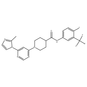 N-(4-fluoro-3-(trifluoromethyl)phenyl)-1-(6-(2-methyl-1H-imidazol-1-yl)pyrimidin-4-yl)piperidine-4-carboxamide结构式