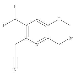 2-(Bromomethyl)-5-(difluoromethyl)-3-methoxypyridine-6-acetonitrile Structure