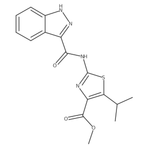 methyl 2-[(1H-indazol-3-ylcarbonyl)amino]-5-(propan-2-yl)-1,3-thiazole-4-carboxylate结构式