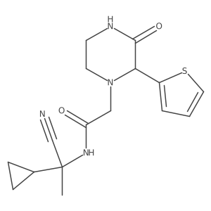N-(1-Cyano-1-cyclopropylethyl)-2-(3-oxo-2-thiophen-2-ylpiperazin-1-yl)acetamide Structure