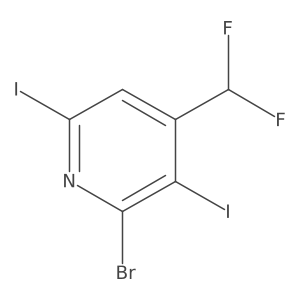 2-Bromo-4-(difluoromethyl)-3,6-diiodopyridine Structure
