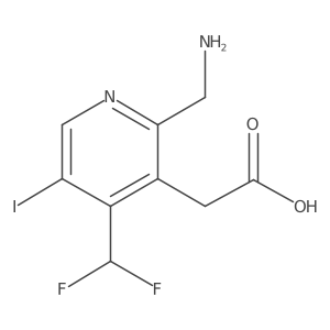 2-(Aminomethyl)-4-(difluoromethyl)-5-iodopyridine-3-acetic acid结构式
