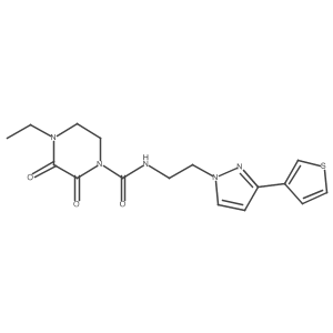 4-ethyl-2,3-dioxo-N-(2-(3-(thiophen-3-yl)-1H-pyrazol-1-yl)ethyl)piperazine-1-carboxamide结构式