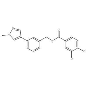 3,4-dichloro-N-((5-(1-methyl-1H-pyrazol-4-yl)pyridin-3-yl)methyl)benzamide Structure