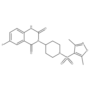 3-(1-((3,5-dimethylisoxazol-4-yl)sulfonyl)piperidin-4-yl)-6-fluoroquinazoline-2,4(1H,3H)-dione Structure