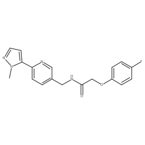 2-(4-fluorophenoxy)-N-((6-(1-methyl-1H-pyrazol-5-yl)pyridin-3-yl)methyl)acetamide结构式