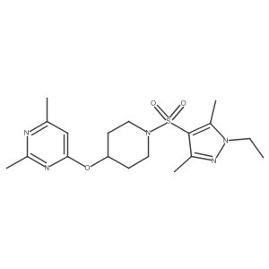 4-((1-((1-ethyl-3,5-dimethyl-1H-pyrazol-4-yl)sulfonyl)piperidin-4-yl)oxy)-2,6-dimethylpyrimidine Structure