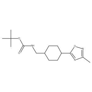 Tert-butyl {[4-(3-methyl-1,2,4-oxadiazol-5-yl)cyclohexyl]methyl}carbamate结构式