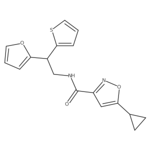 5-cyclopropyl-N-[2-(furan-2-yl)-2-(thiophen-2-yl)ethyl]-1,2-oxazole-3-carboxamide Structure