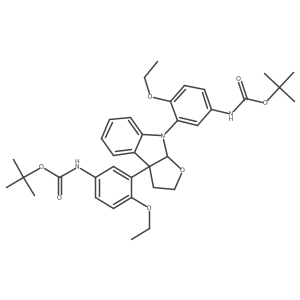 tert-Butyl N-{3-[(3aR,8aR)-8-(5-{[(tert-butoxy)carbonyl]amino}-2-ethoxyphenyl)-2H,3H,3aH,8H,8aH-furo[2,3-b]indol-3a-yl]-4-ethoxyphenyl}carbamate Structure