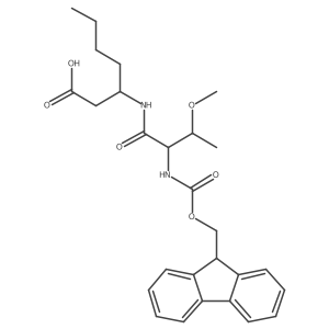 (3S)-3-[(2S,3R)-2-({[(9H-fluoren-9-yl)methoxy]carbonyl}amino)-3-methoxybutanamido]heptanoic acid结构式