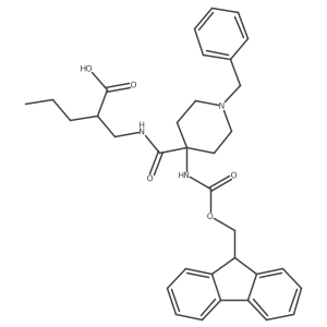 2-({[1-benzyl-4-({[(9H-fluoren-9-yl)methoxy]carbonyl}amino)piperidin-4-yl]formamido}methyl)pentanoic acid结构式