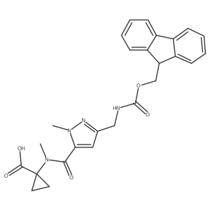 1-{N-methyl3-[({[(9H-fluoren-9-yl)methoxy]carbonyl}amino)methyl]-1-methyl-1H-pyrazole-5-amido}cyclopropane-1-carboxylic acid结构式