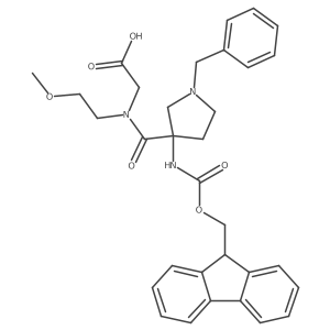2-{1-[1-benzyl-3-({[(9H-fluoren-9-yl)methoxy]carbonyl}amino)pyrrolidin-3-yl]-N-(2-methoxyethyl)formamido}acetic acid结构式