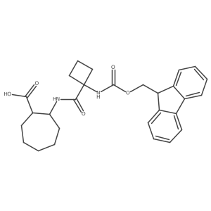 2-[1-({[(9H-fluoren-9-yl)methoxy]carbonyl}amino)cyclobutaneamido]cycloheptane-1-carboxylic acid Structure