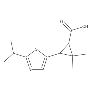 2,2-Dimethyl-3-[2-(propan-2-yl)-1,3-thiazol-5-yl]cyclopropane-1-carboxylic acid结构式