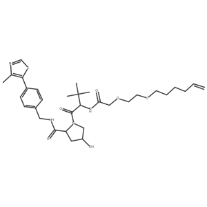 (2R,4S)-1-[(2R)-2-[[2-(2-hex-5-enoxyethoxy)acetyl]amino]-3,3-dimethyl-butanoyl]-4-hydroxy-N-[[4-(4-methylthiazol-5-yl)phenyl]methyl]pyrrolidine-2-carboxamide结构式