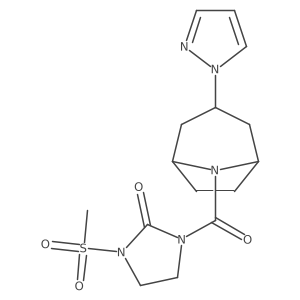 1-methanesulfonyl-3-[3-(1H-pyrazol-1-yl)-8-azabicyclo[3.2.1]octane-8-carbonyl]imidazolidin-2-one结构式