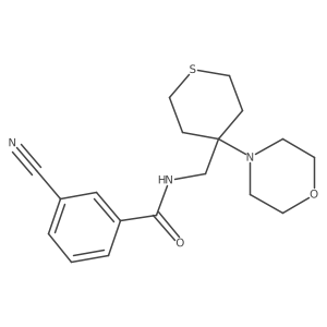 3-Cyano-N-[(4-morpholin-4-ylthian-4-yl)methyl]benzamide结构式
