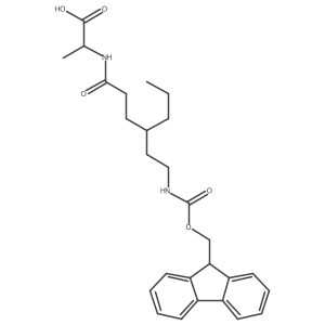 (2R)-2-{4-[2-({[(9H-fluoren-9-yl)methoxy]carbonyl}amino)ethyl]heptanamido}propanoic acid Structure