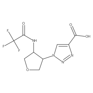 rac-1-[(3R,4S)-4-(2,2,2-trifluoroacetamido)oxolan-3-yl]-1H-1,2,3-triazole-4-carboxylic acid结构式
