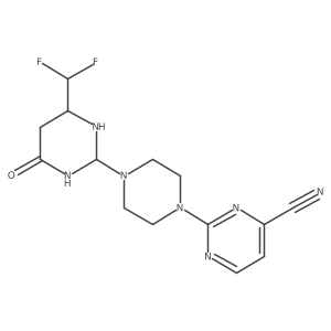 2-[4-[4-(Difluoromethyl)-6-oxo-1,3-diazinan-2-yl]piperazin-1-yl]pyrimidine-4-carbonitrile结构式