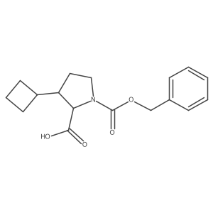 rac-(2R,3R)-1-[(benzyloxy)carbonyl]-3-cyclobutylpyrrolidine-2-carboxylic acid结构式
