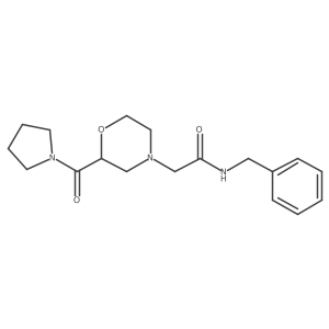 N-benzyl-2-[2-(pyrrolidine-1-carbonyl)morpholin-4-yl]acetamide结构式