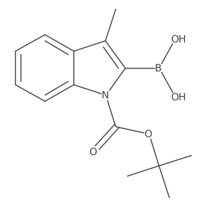 1-(tert-Butoxycarbonyl)-3-methyl-1H-indole-2-boronic acid结构式