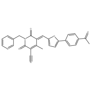 5-{[5-(4-Acetylphenyl)furan-2-yl]methylidene}-4-methyl-2,6-dioxo-1-[(pyridin-3-yl)methyl]-1,2,5,6-tetrahydropyridine-3-carbonitrile结构式
